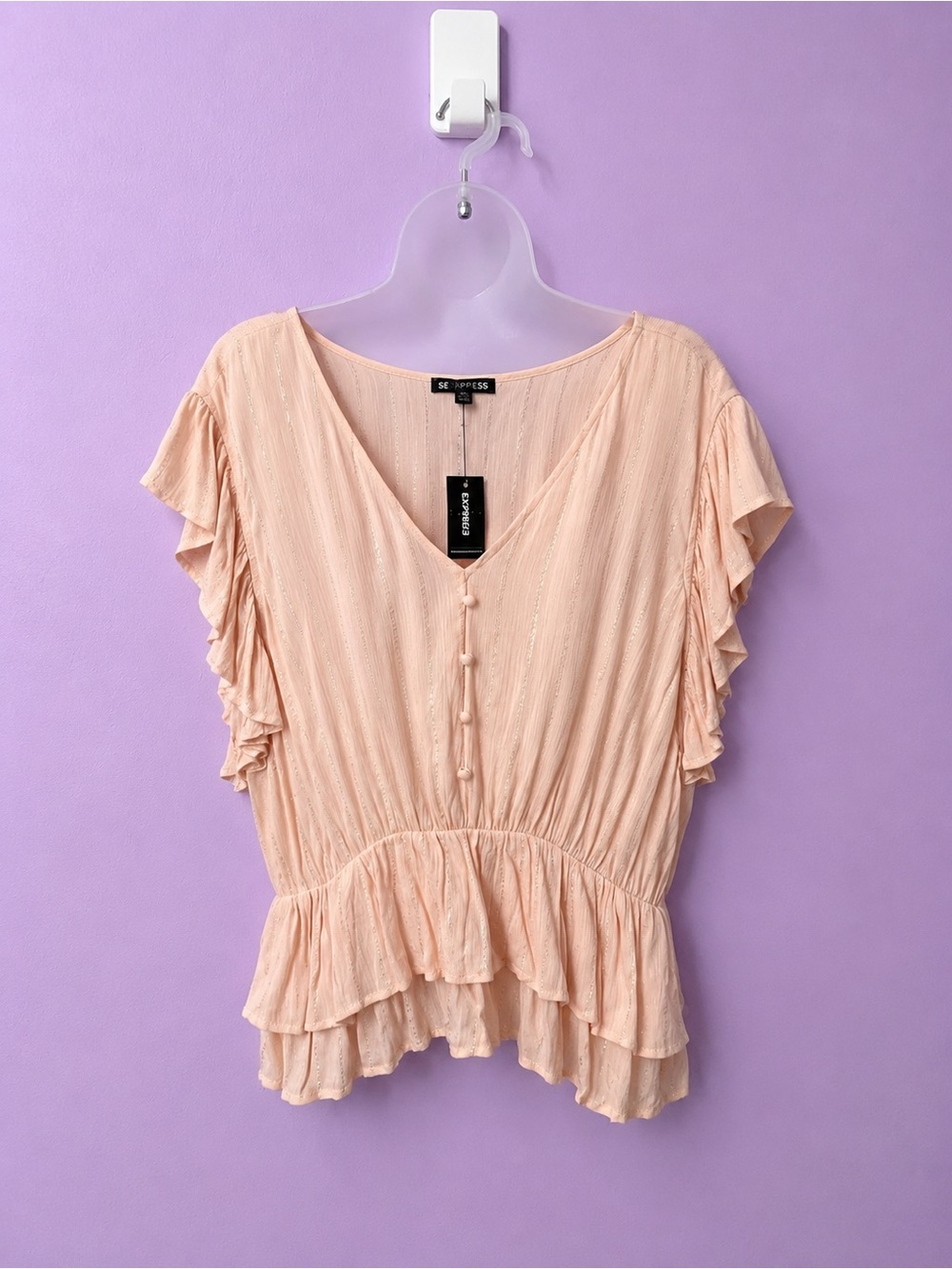 NWT Express Pink Ruffle Peplum Top